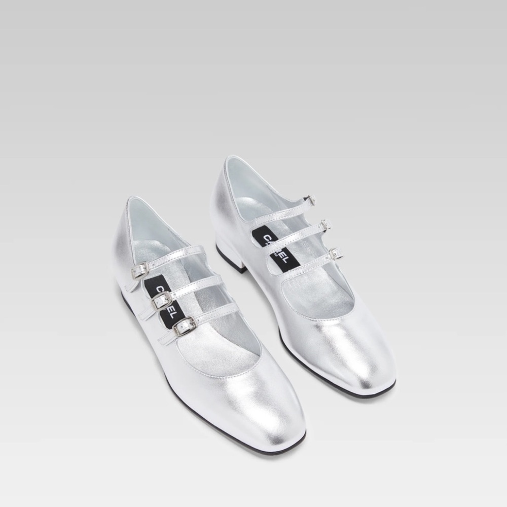 NWOT CAREL Paris Silver Women's Mary Jane Shoes